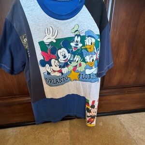 Vintage Disney Blue and Gray Short Sleeve Tees with Iconic Character Designs